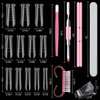 138 Pcs Dual Nail Forms Set Gel Nail Extension Mold 12 Sizes with Scale Clear Nail Mold Dual Nail Dual-ended Gel Brush and Nail File Nail Tips Clip Cuticle Pushers Nail Cleaning Brush