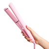 FoxyBae Flat Iron Hair Straightener - 1" Sleek & Slay Ceramic Flat Iron Hair Straightener - Dual Voltage Portable 2 in 1 Hair Curler & Straightener for Frizz Free, Shinier & Smoother Hair [Party-Pink]