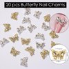 20Pcs Butterfly Nail Charms 3D Luxury Butterfly Nail Gems Gold Silver Butterfly Nail Diamond Shiny Nail Rhinestones for Acrylic Nails Nail Art Supplies Nail Gems for Women Girls Manicure