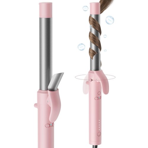 Rotating Curling Iron for Beach Waves - TYMO 1 Inch Automatic Curling Wand, Ceramic Hair Curler, 10M Negative Ions & 30s Heat-up, Easy to Use, 5 Temps & Dual Voltage, Long Barrel for Medium/Long Hair