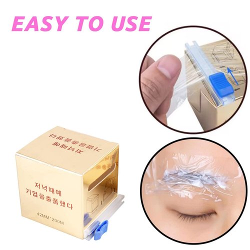 AIYUENCICI Disposable Eyebrow Tattoo Plastic Wrap Preservative Film with Microblading Kit for Lip Blush, Eyebrow Lamination Lash Lift Permanent Make Up Cling Cover Tape Roll Transparent 2 Pack