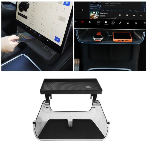 BANKKY Center Console Organizer Tray for Tesla Model 3 Model Y Accessories 2024-2016, Magnetic Under Screen Storage Box Behind Screen Tray, Durable Dashboard Organizer Tissue Holder, Easy Install
