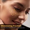 SmallCat 3 Sheets Glitter Freckles Face Tattoo Stickers, Gold Heart Glitter Makeup for Women, Waterproof Sparkle freckles, Faux Temporary Freckles for Face Body for Christmas Festivals Parties