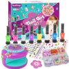 BATTOP Kids Nail Polish Set for Girls, Nail Art Kit for Girls with Nail Dryer & 2 in 1 Water Based Nail Polish & 3D Decoration & Sticker and Nail Flier - Idea Birthday Gifts for Girls 7 8 9 10 11 12