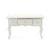 Miniature Table 1:12 Furniture for Dollhouse Accessories Writing Desk with 3 Drawers Miniature Room Ornaments Living Room Bedroom Library Scene Decoration (White)