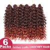 GoGo Curl Crochet Hair 18Inch 6Packs Curl Crotchet Braiding Hair Water Wave Synthetic Braiding Hair Extensions (18 Inch (Pack of 6), 1B/350#)