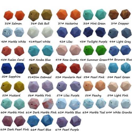 Alenybeby 30pcs 17mm Silicone Polygon Pearl Beads for Pen Silicone Geometric Icosahedron Shape Beads Hexagon Bulk Bead for Keychain DIY Mom Woman Lanyards Craft Jewelry Making