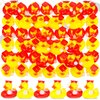 Gemscream 48 Pcs Mini Graduation Rubber Ducks with Graduation Tassel Cap and Certificate Gold Yellow Grad Duck for Pool Float Party Favors Decor Classroom Reward Prize Gifts, 2 Inch, 2 Style (Red)