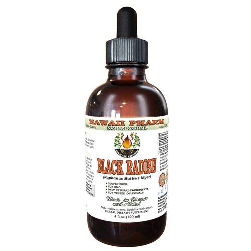 Black Radish Alcohol-Free Liquid Extract, Black Radish (Raphanus Sativus Niger) Dried Root Glycerite Hawaii Pharm Natural Herbal Supplement 4 oz