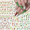 6 Sheets Christmas Nail Art Stickers 3D Self-Adhesive Snowflake Nail Stickers Green Monster Funny Cartoon Design Winter Xmas Nail Decals Nail Art Supplies for Women Girls Acrylic Nails DIY Xams