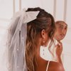 2 PACK Bachelorette Veil Hair Clip Bow for Bachelorette Party Pearl Mrs Hair Bow
