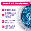 Blue Biodegradable Glitter Makeup | Plant Based, Eco Friendly, Hair Glitter, Face Glitter or Body Glitter | Cosplay EDM Music Festival and Rave Makeup Accessory | 5 Grams of Chunky Glitter