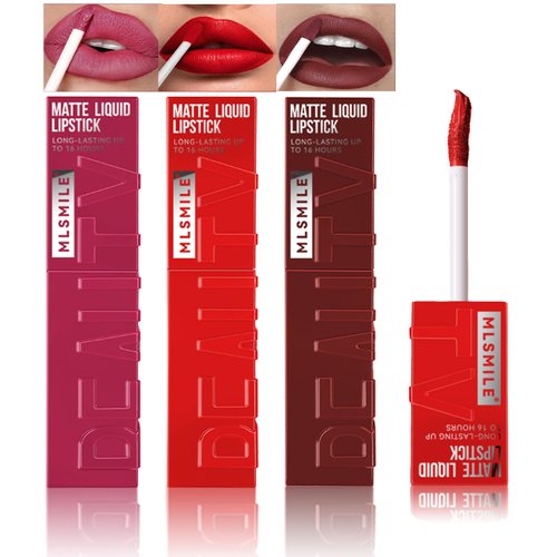 Riroenst 3 Colors Matte Liquid Lipstick,Velvet Matte Nude Lip Gloss, Matte Finish Smooth Smudge-proof, Highly Pigmented Long Lasting Moisturizing Lip Stain Makeup for Women (04#+05#+06#, B)