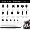 2680Pcs Black Rhinestones for Nails, Big Black Nails Charms with Small Sequined Flatback Round Beads, Black Glitter Clear Glass Diamond Stones for DIY Faces Eyes Makeup Crafts Decoration
