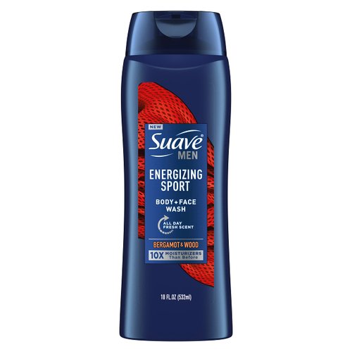 Suave Men Face & Body Wash, Body Cleanser for Moisturized Skin, Energizing Sport, With an All day Fresh Scent 18 oz
