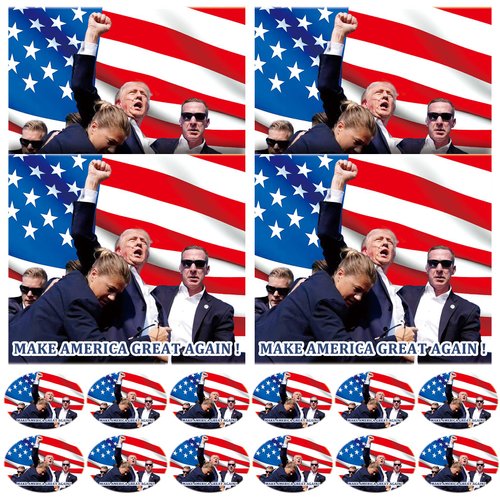 CUTELIILI 16 Sheets Trump Make America Great Again Temporary Tattoo for Face Body, 2024 Donald Trump Rally Shooting Donald Trump We Stand United Tattoo Stickers Trump Merchandise for Men & Women