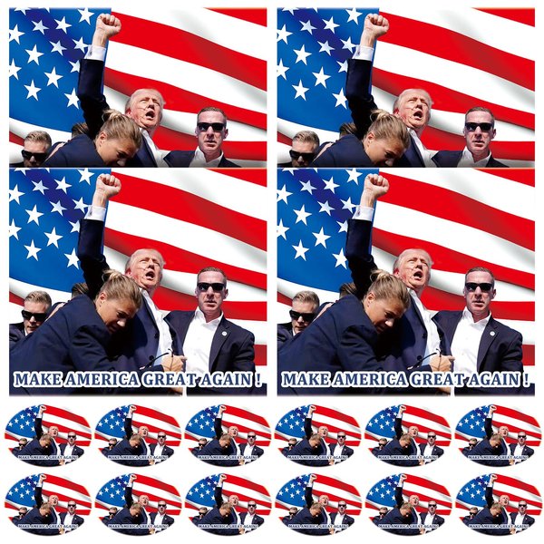 CUTELIILI 16 Sheets Trump Make America Great Again Temporary Tattoo for Face Body, 2024 Donald Trump Rally Shooting Donald Trump We Stand United Tattoo Stickers Trump Merchandise for Men & Women