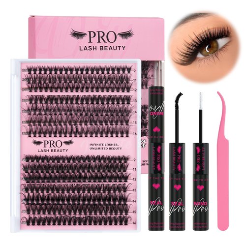 Lash Clusters Kit 280 Pcs Cluster Lashes 30D+40D Lash Extension Kit with Lash Bond and Seal Water...