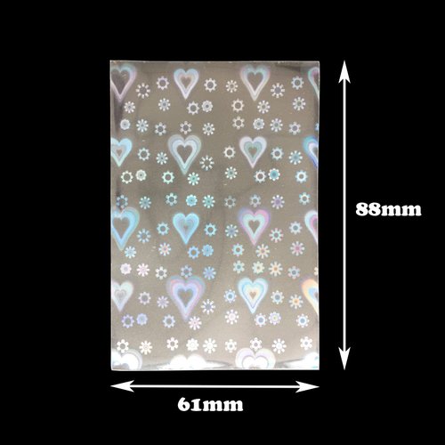 AEGIS 100pcs Photocard Sleeves Love Heart, Card Sleeves for MTG Transparent Waterproof and Dustproof, Trading Cards Sleeves Kpop Photocard Sleeves, Holographic Foil Cover, 61x88mm