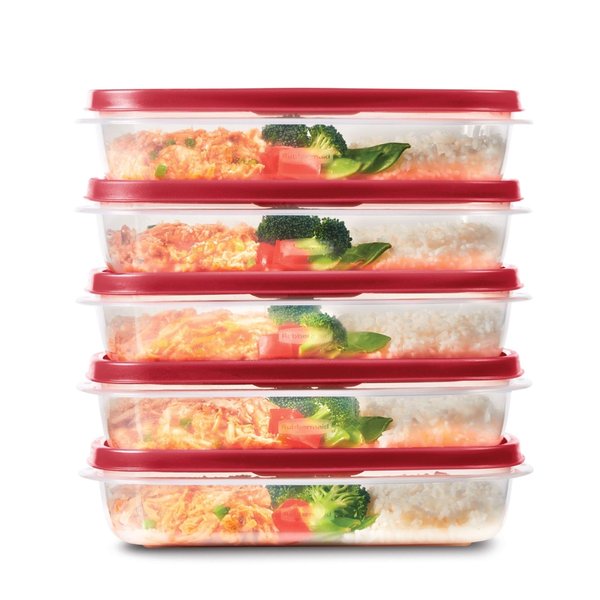 Rubbermaid EasyFindLids Meal Prep Containers, 5.5 Cup, Red