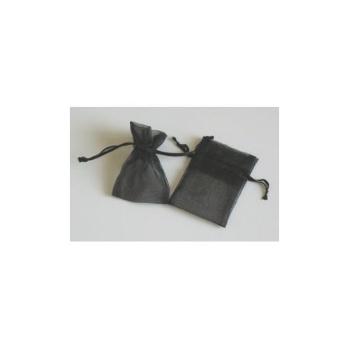 48 Organza Drawstring Pouches Gift Bags 4x5 - Black