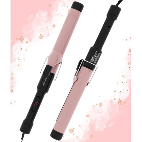 MEGAWISE Pro 1.25 Inch Ceramic Barrel Hair Curling Iron with 60s PTC Fast Heating, Anti-Scald Grip & Tip, Auto Shut Off, 360° Swivel Cord, 2 Clips & Heat-Resistant Glove Included