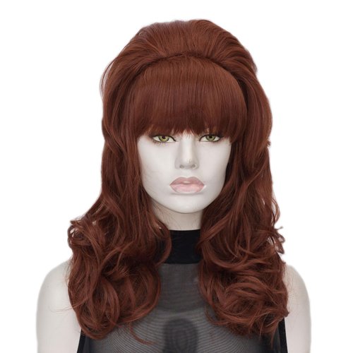 QACCF Women 80s Wig Drag Hair Housewife Big Beehive Women Updo 60s Retro Bouffant Vintage Costume Wig (Auburn)