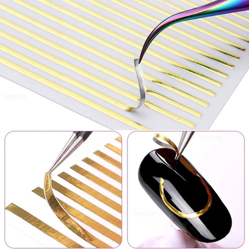 Gold Rose 3D Nail Sticker Curve Stripe Lines Nails Stickers Adhesive Striping Tape Nail Art Stickers Decals Rose Gold Silver 3pc Nail Stickers Striping Tape Nail Art Stickers Decals