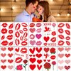 HAIIDOAK Kiss Temporary Tattoos for Adults, 10 Sheets Kiss Tattoos with Heart, Rose and Red Lip Prints Designs for Valentine's Day Party