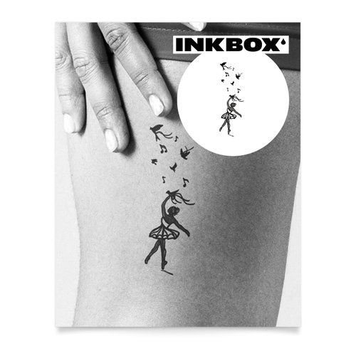 Inkbox Temporary Tattoos, Semi-Permanent Tattoo, One Premium Easy Long Lasting, Water-Resistant Temp Tattoo with For Now Ink - Lasts 1-2 Weeks, Freedom Of Dance, 5 x 2 in