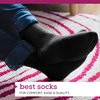 NEW YORK AVE Men's Diabetic Cotton Crew Socks - Loose Fitting Non-Binding Top Circulatory Cushion Bottom (Black 6 Pairs, 10-13)