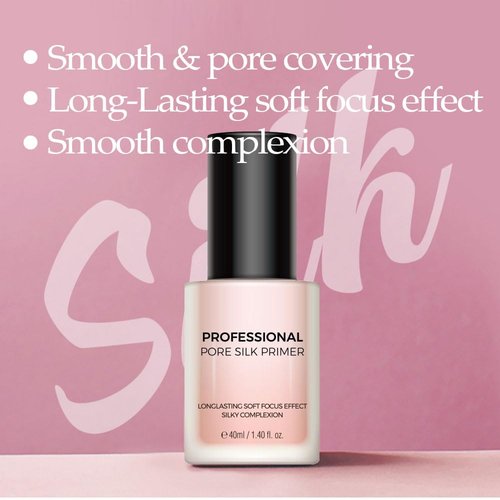 PS.PRETTYSKIN Professional Pore Silk Makeup Primer for Face 40ml /1.40fl.oz. Long-Lasting, Non-Sticky for Pores, Fine Wrinkles Cover, Titanium Dioxide (Pore Primer)
