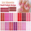 SILPECWEE 16 Sheets Red Glitter Nail Wraps for Women Solid Color Nail Polish Strips Self Adhesive Nail Polish Stickers Fingernail Manicure Sticker Nail Art with 1pc Nail File (Lovely Color)