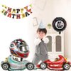 Racing Party Supplies - Birthday Party Decorations for Children,Contain a Racing Banner,6 Foil Balloons,4 Latex Balloons,a Acrylic Golden Cake Topper ,Great for Children Birthday Party