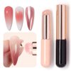 2 Pcs Silicone Nail Brush Ombre Nail Brush, Reusable Silicone Head Acrylic Nail Gradient Painting Brush, Chrome Nail Powder Applicator Brushes for Resin Nail Art Tools