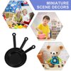 3 Pcs Dollhouse Miniature Frying Pan Mini Kitchen Tableware Dining Accessory Miniature Furniture Fairy Garden Decoration (Black)