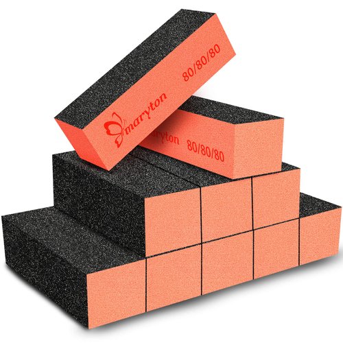 Maryton Nail Sanding Buffing Block Nail Polisher Buffer File 80/80 Grit for Acrylic Nails Kit Man...
