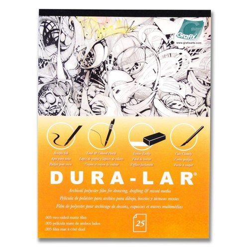 Grafix Dura-Lar 005, Economical Alternative to Drafting Film and Acetate, Translucent Drawing Surface for Lead, Ink, Charcoal, Paint, and Colored Pencil, 11 x 14, White, 25 Sheets