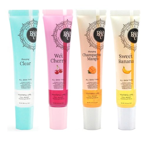 ROSÉE & CO Rosee Lip Gloss Vegan & Cruelty Free Treatment, Long Lasting Glossy with Shea Butter, Moisturize, Protect & Smooth - Clear (y. Set of 4-5, 0.5oz)