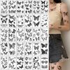 30 Sheets Butterfly Temporary Tattoos for Women Girls 3D Butterfly Flower Sexy Fake Tattoo Stickers Waterproof Body Art Black Temp Tattoo Paper (Black Butterfly)
