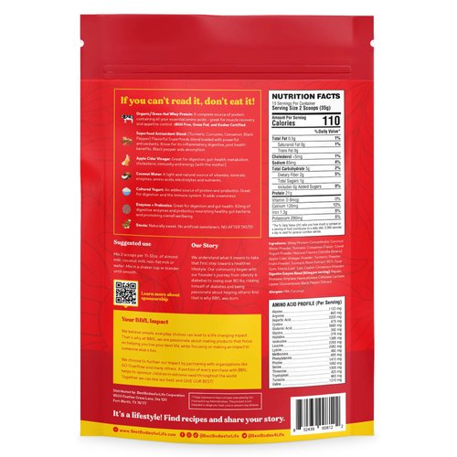 Best Bodies for Life - Meal Replacement Powder with A Shot of Apple Cider Vinegar - 15g Organic Grass Fed Whey Protein Lifestyle Shake - 15 Servings, Turmeric Curcumin Cream