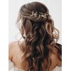 SWEETV 2Pcs Bridal Hair Accessories Pearl Bride Wedding Hair Pins Leaf Bridal Head Piece Rhinestones Hair Jewelry Gold Hair Accessories for Women and Girls