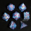 DND Dice Sharp Edge Dice Polyhedral Dice Mini Planet Dice Dungeons and Dragons Dice Handmade Dice Set PEACHY GALAXY (FUJI LAKES)