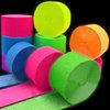 600 feet Glow Crepe Paper Streamers UV Glow Party Neon Streamer Decorations Glow in The Dark Black Light Reactive Fluorescent Neon Paper Party Streamers Wedding Birthday Blacklight Party Supplies