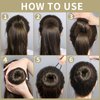 FANDAMEI Hair Bun Maker, 4PCS Donut Hair Bun Maker for Kids with 4PCS Extra Small Hair Buns Kit. Small Ballet Hair Bun Maker for Kids, Hair Bun Set with Elastic Hair Ties, Hair Pins.(Light Brown)