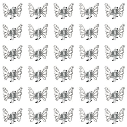 Wecoe 30pcs Small Butterfly Hair Clips Mini Claw Clips Cute Silver Hair Clips Metal Decorative Tiny Hair Clips Halloween Hair Accessories Women Gift