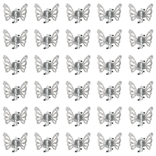 Wecoe 30pcs Small Butterfly Hair Clips Mini Claw Clips Cute Silver Hair Clips Metal Decorative Tiny Hair Clips Halloween Hair Accessories Women Gift