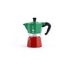 Bialetti - Moka Express Italia Collection: Iconic Stovetop Espresso Maker, Makes Real Italian Coffee, Moka Pot 3 Cups (4.3 Oz - 130 Ml), Aluminium, Colored in Red Green Silver