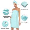 Orrpally Women Bath Wrap Towel Spa Wraps Robe Terry Cloth Towel Wrap Adjustable Closure Bathrobe Blue XL