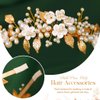 Brishow Flower Wedding Headband Gold Leaf Hair Band Pearl Bridal Hair Accessories for Women